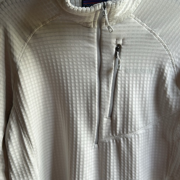 Patagonia Worn Wear Quarter Zip Pullover Sweater Size Large Eggshell Cream fall - Picture 16 of 17